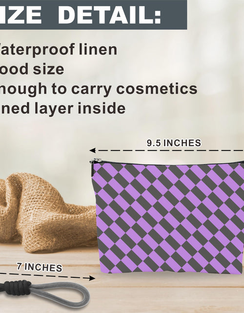 Load image into Gallery viewer, luixd Cosmetic Makeup Bag Travel Pouch Organizer Black Purple Checkerboard
