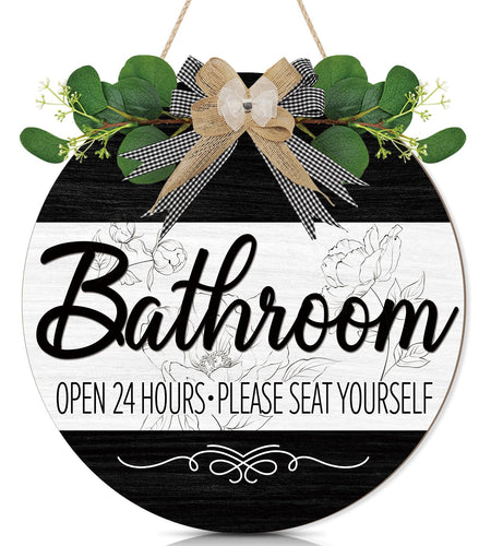 CHDITB Summer Bathroom Wooden Sign Tropical Palm Tree 11.4x11.4 in Portrait
