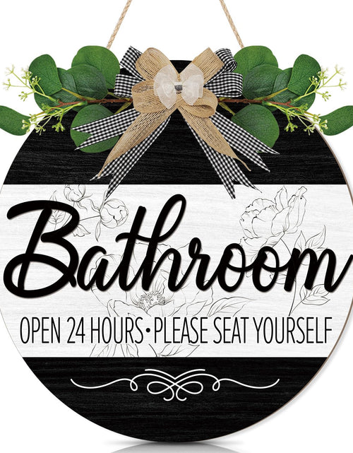 Load image into Gallery viewer, CHDITB Summer Bathroom Wooden Sign Tropical Palm Tree 11.4x11.4 in Portrait

