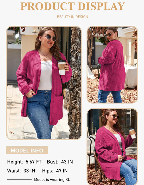 Load image into Gallery viewer, Eytino Women's Plus Size Cardigan Long Sleeve Waffle Knit Coral Paradise Size 1X
