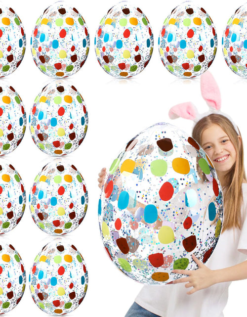 Load image into Gallery viewer, Jetec 12 Pcs Inflatable Easter Eggs 16in Large Glitter PVC Decorations Silver
