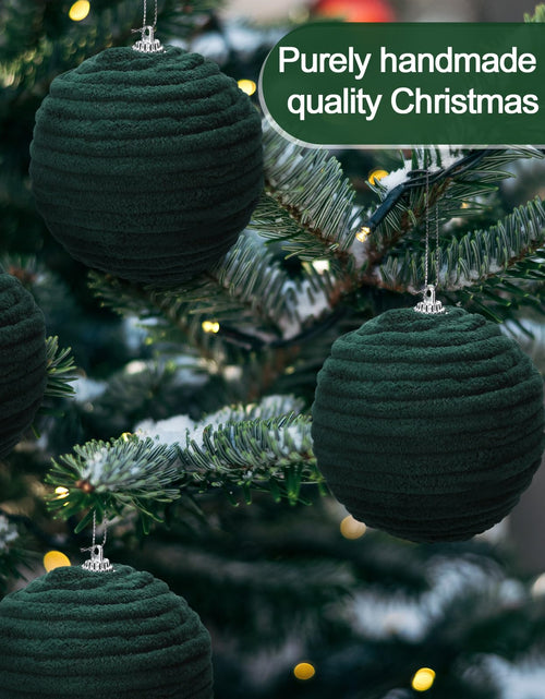 Load image into Gallery viewer, Soulchen 15 Pcs 3.15" Large Green Velvet Flocked Christmas Balls Ornaments
