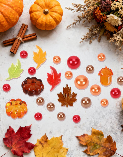 Load image into Gallery viewer, Chffcuh 130 PCS Thanksgiving Vase Fillers Fall Decor Acrylic Pumpkin Pearls
