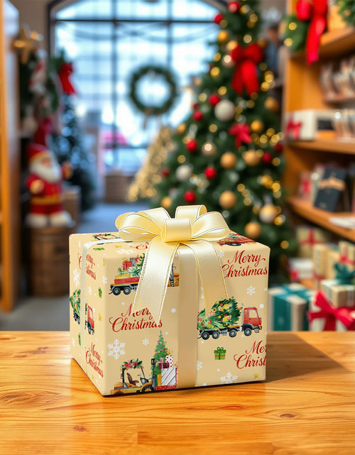 Load image into Gallery viewer, WRAPLULU Christmas Truck Wrapping Paper 4 Jumbo Sheets 28x40in Yellow
