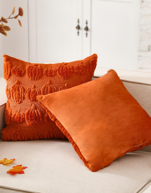 Load image into Gallery viewer, HunnmingRe 2 Pc Pumpkin Throw Pillow Covers 18x18 Orange Autumn Decor
