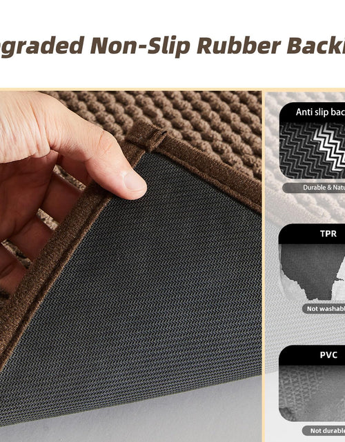 Load image into Gallery viewer, BULULOM Chenille Bathroom Rug Rubber Backing Brown 16x24 Absorbent Mat
