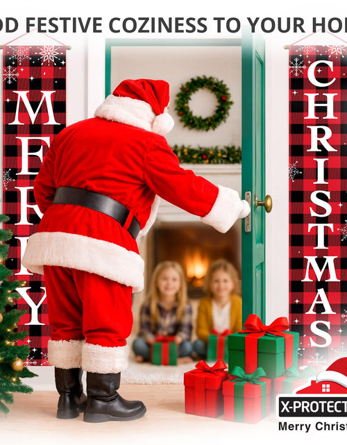 Load image into Gallery viewer, X-Protector Merry Christmas Buffalo Plaid Banner 71x13 Red
