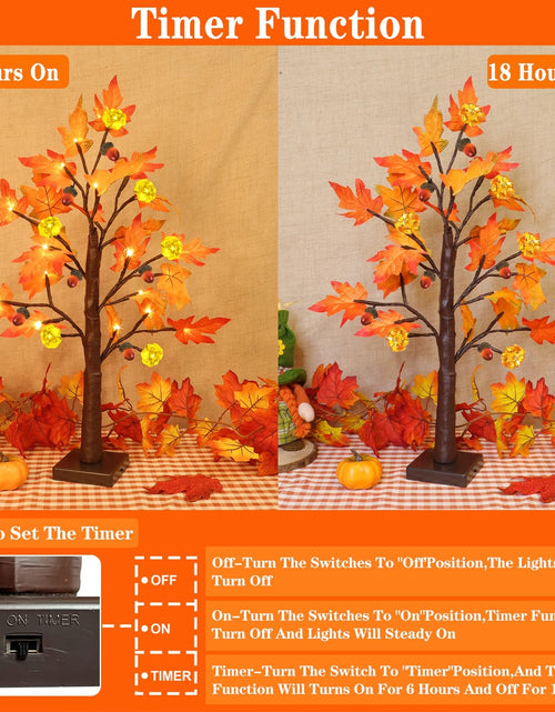 Load image into Gallery viewer, TURNMEON 2Pack 24in Prelit Fall Maple Tree Lights48 LED Timer Battery Orange Red
