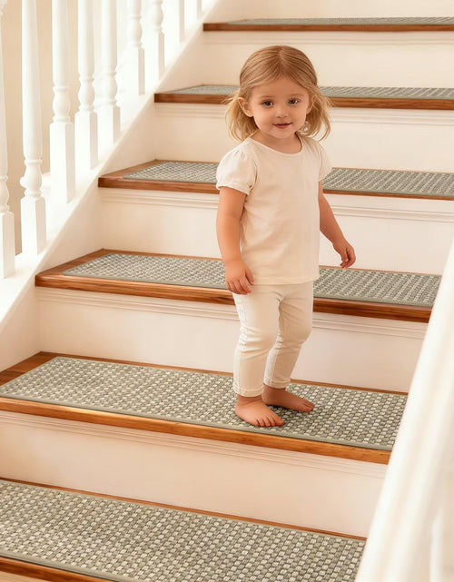 Load image into Gallery viewer, DEXDE 4-Pack Non-Slip Chenille Linen Stair Treads 9x30 Beige
