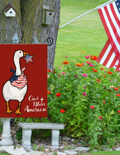 Load image into Gallery viewer, EKOREST Patriotic Garden Flag 12x18in Double Sided Funny Goose Red White Blue
