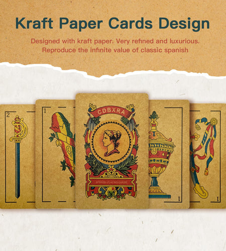 CDBXRA Kraft Paper Spanish Briscas Playing Cards Deck Puerto Rico
