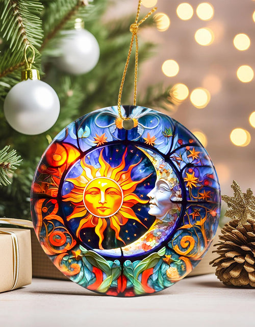 Load image into Gallery viewer, Touber Sun God Christmas Ornament Ceramic Holiday Decor Sun and Moon
