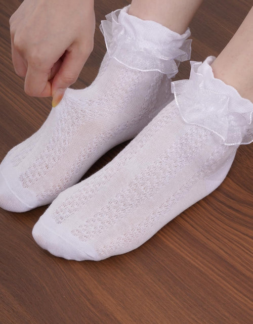 Load image into Gallery viewer, Rthjsfj Girls Cotton Lace Dress Socks White 1 Pack Size 4-6 Years
