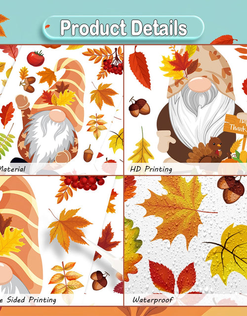 Load image into Gallery viewer, Pedel Fall Gnome Window Clings 93Pcs Thanksgiving Autumn Leaves Decals
