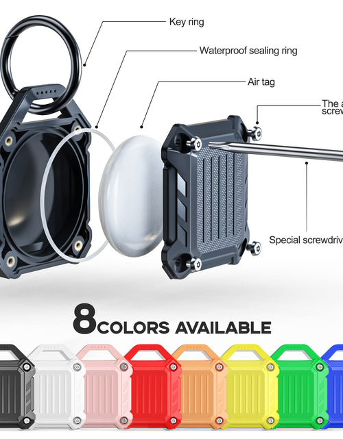 Load image into Gallery viewer, Jeanue Waterproof AirTag Holder Keychain Case Orange &amp; Black 2 Pack Screw Closed
