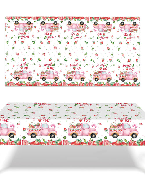 Load image into Gallery viewer, PHOGARY 3 PCS Strawberry Tablecloth Plastic Party Decor Pink 108x54in
