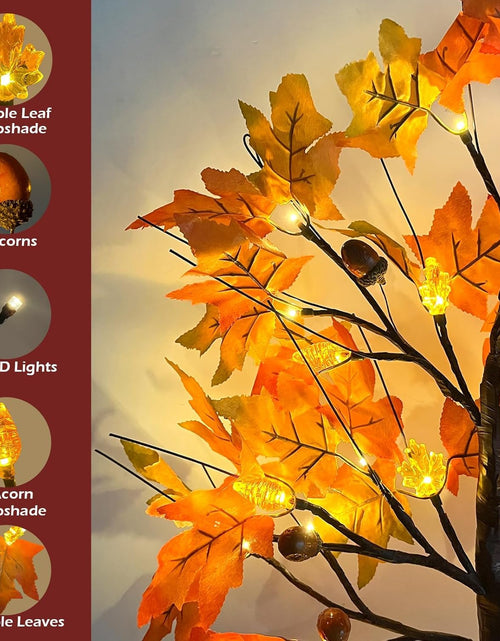 Load image into Gallery viewer, SURCVIO 2 Pack 24in Prelit Fall Maple Tree Decorations 48 LEDs Timer Battery
