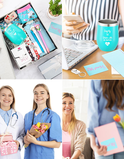 Load image into Gallery viewer, Hotop Nurse Appreciation Gift Set 19 Pcs Makeup Bag Badge Reel Wine Tumbler
