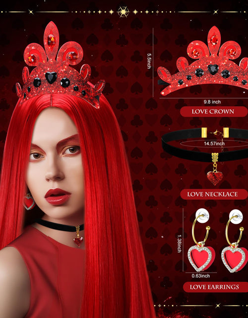 Load image into Gallery viewer, XunYee Halloween Queen Costume Set Red Wig Crown Choker Earrings 60x90cm
