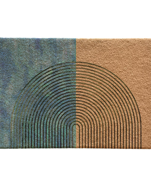 Load image into Gallery viewer, Qabliqo Boho Welcome Door Mat Mid Century Modern Green Chenille 17x30 Inch
