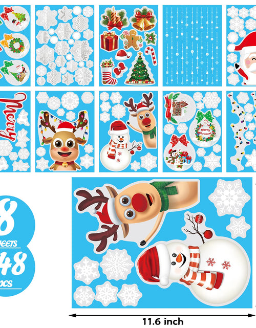 Load image into Gallery viewer, Joyful Start Christmas Window Clings Double Sided Snowflake Decals PVC
