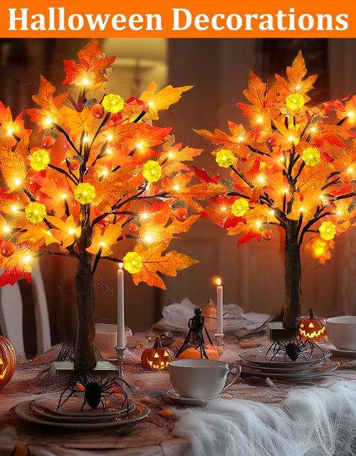 Load image into Gallery viewer, TURNMEON 2Pack 24in Prelit Fall Maple Tree Lights48 LED Timer Battery Orange Red
