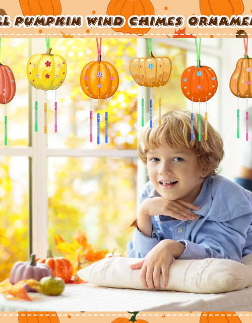 Load image into Gallery viewer, SRIZIAN Pumpkin Wind Chimes Kit DIY Wood Crafts Kids Autumn Party 8 Pack
