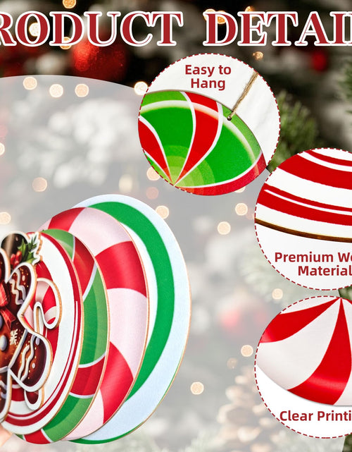 Load image into Gallery viewer, Generic Gingerbread Christmas Wooden Ornaments Large Red White Peppermint
