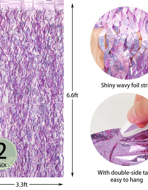 Load image into Gallery viewer, WBinFeng Lilac Pink Wave Party Backdrop Foil Fringe Curtain Streamers 2 Pack
