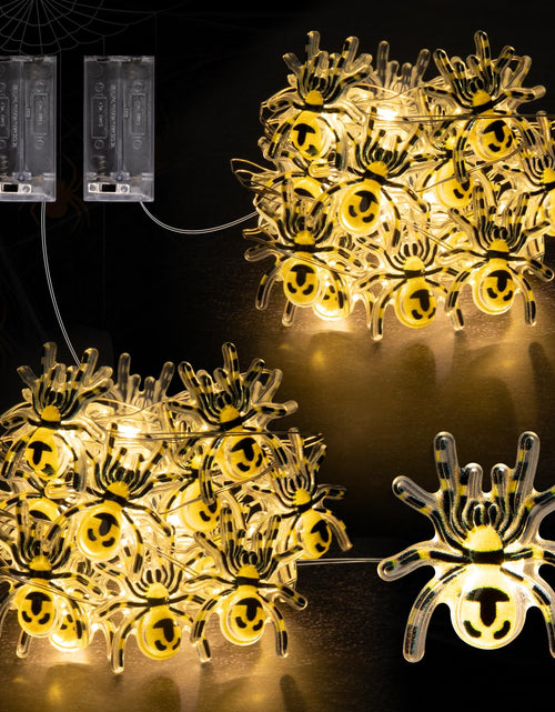 Load image into Gallery viewer, Joygoods Halloween Spider String Lights 7ft 20 LED Warm White Battery 2 Pack
