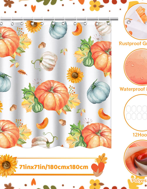 Load image into Gallery viewer, LSYDCARM Thanksgiving Fall Shower Curtain Pumpkin Maple Leaf 12 Hooks Polyester

