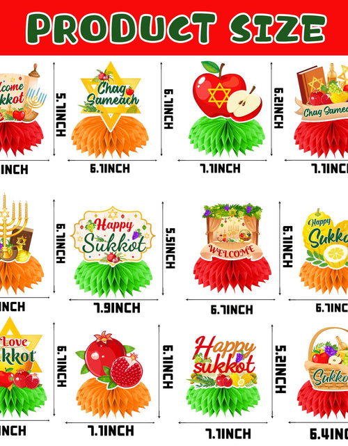 Load image into Gallery viewer, Gexlaju Sukkot Decorations Honeycomb Centerpieces 12pcs Red Yellow Paper
