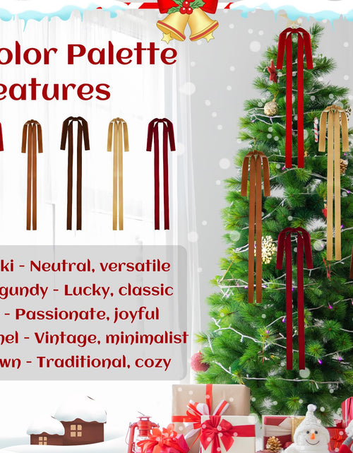Load image into Gallery viewer, Rokkibom 6 PCS Large Brown Velvet Ribbon Bows 23.5x15.5 Inch Christmas Decor
