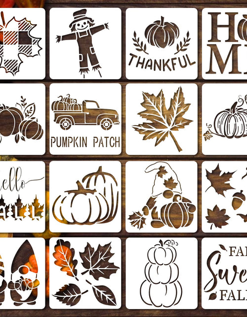Load image into Gallery viewer, Vloso 16 Pcs Fall Stencils 5x5 Inch Reusable Thanksgiving DIY Crafts
