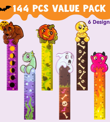 JOYIN Halloween Bookmark Rulers 144 PCS 6 Designs Party Favor Pack
