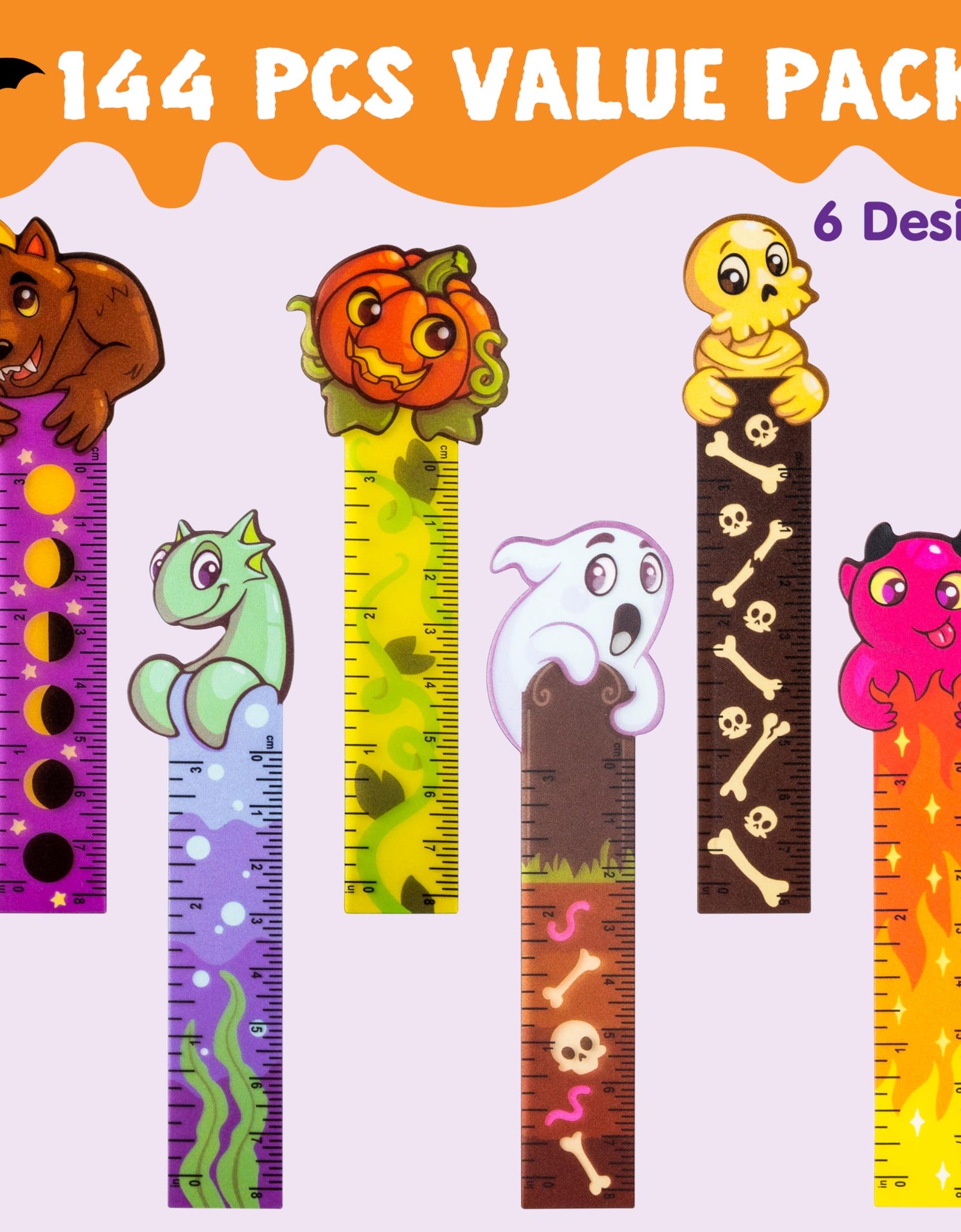 JOYIN Halloween Bookmark Rulers 144 PCS 6 Designs Party Favor Pack
