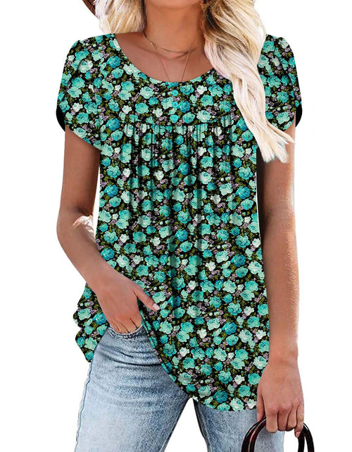 Load image into Gallery viewer, BETTE BOUTIK Womens Button Down Floral Blouse TealRose Size L
