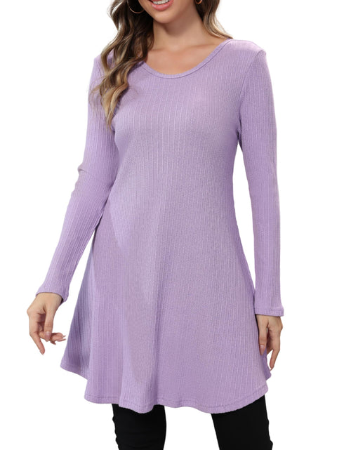 Load image into Gallery viewer, Aphratti Womens Sweater Dress Tunic Top Long Sleeve Casual Lavender L

