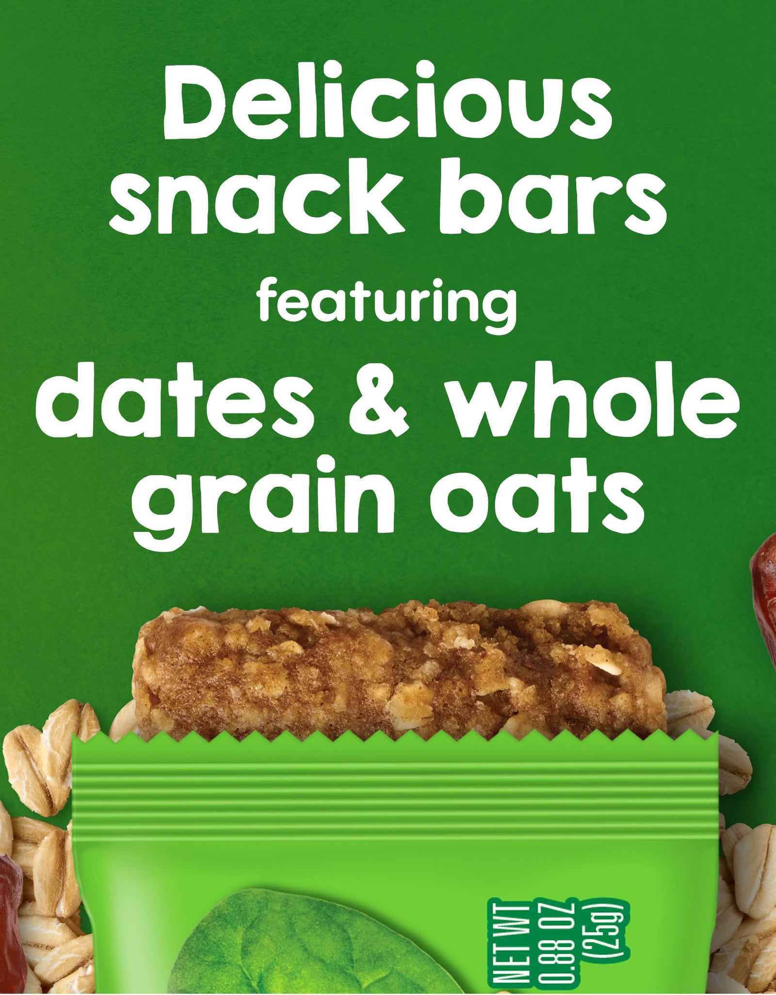 HAPPYTOT Organics Toddler Oat Bars Apple Spinach Soft-Baked 0.88oz 5Count 6 Pack