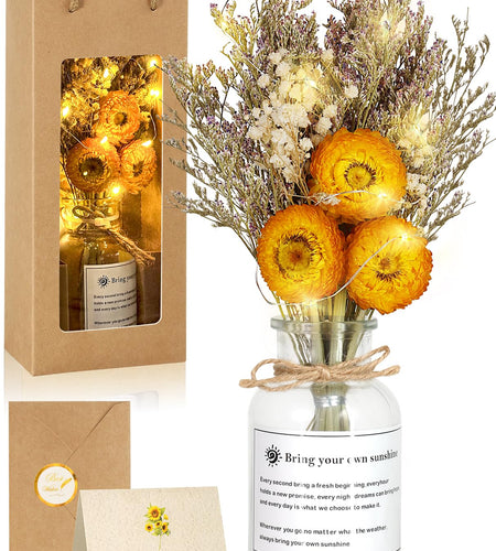 JMHACHY Preserved Sunflower Gift for Mom Birthday Yellow Natural Fibers
