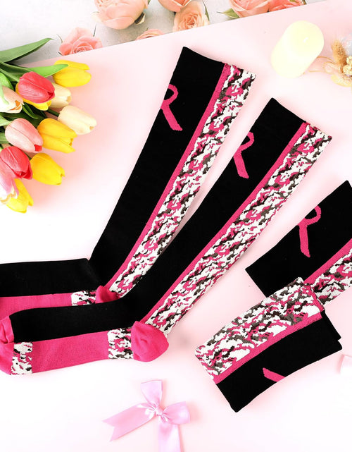 Load image into Gallery viewer, YLOLUL Breast Cancer Awareness Socks Black Camouflage Polyester Womens Size L
