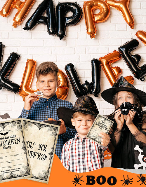 Load image into Gallery viewer, Bltgh Vintage Halloween Party Invitations 20pcs 4x6in Orange Black Envelopes
