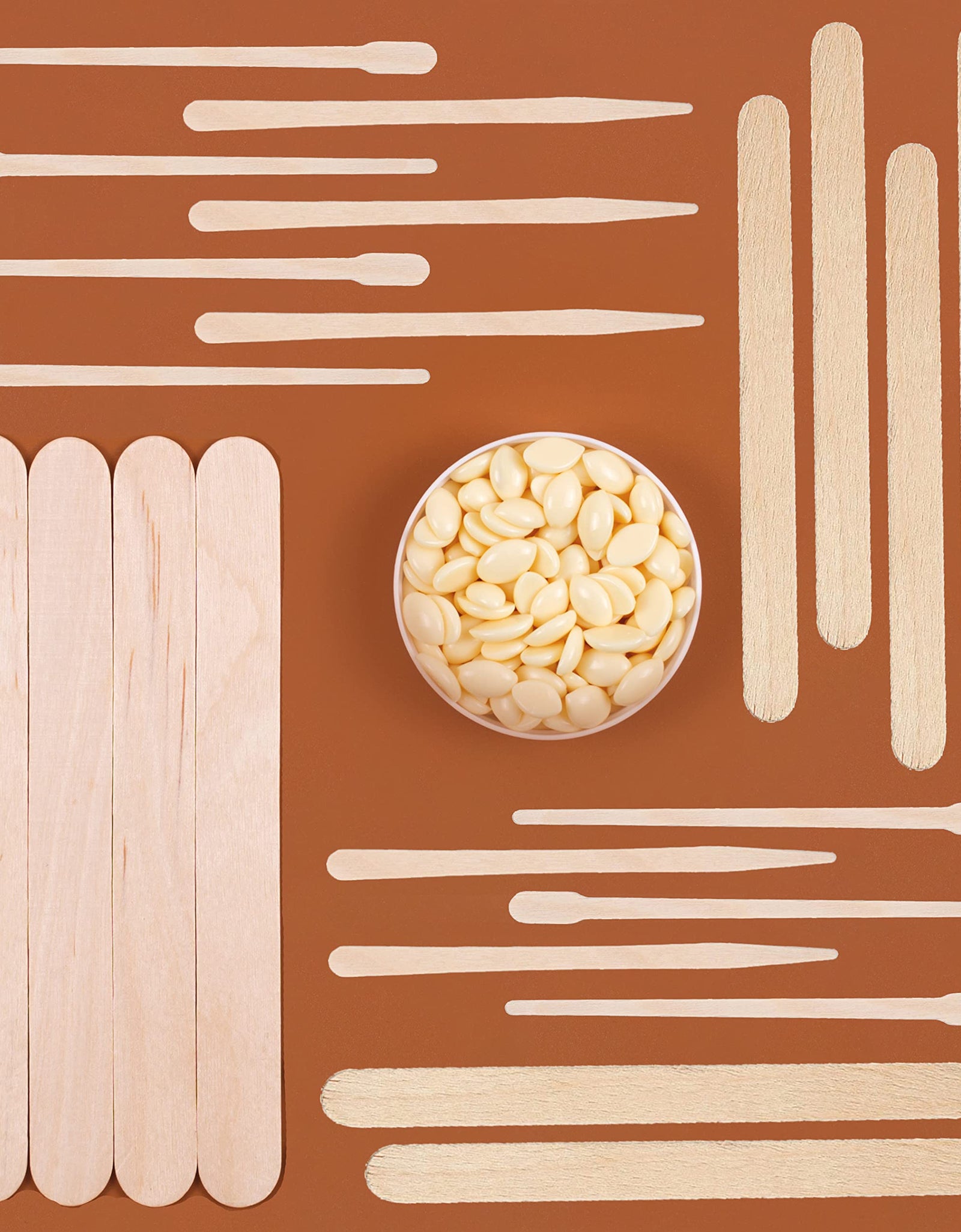 Mibly 500 Pcs Wooden Wax Sticks Assorted Applicator Spatulas for Body Face Legs