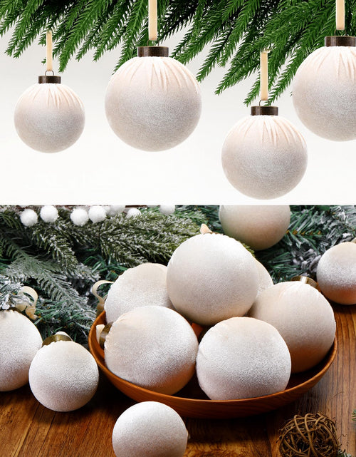 Load image into Gallery viewer, HyDren 24Pcs Beige Velvet Shatterproof Christmas Ornaments Balls 3.15,2.76,2.36"
