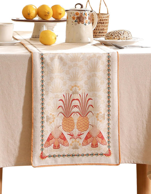 Load image into Gallery viewer, patdrea Tropical Linen Table Runner 12x102in Yellow Pineapple Floral Modern
