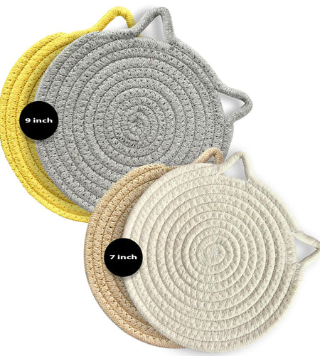 UKJENT Cotton Trivet Mats 4 Pcs Heat Resistant Pot Holders 7" & 9" Multi Color