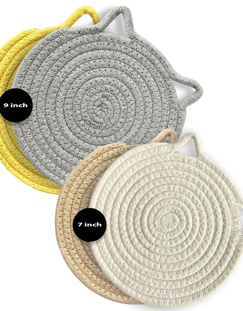 Load image into Gallery viewer, UKJENT Cotton Trivet Mats 4 Pcs Heat Resistant Pot Holders 7" &amp; 9" Multi Color

