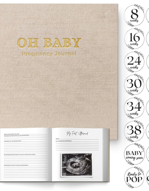 Load image into Gallery viewer, LUMOSX Pregnancy Journal Memory Book Baby Bump Stickers Beige Gender Neutral
