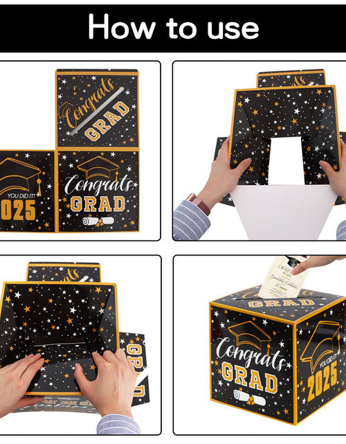 Load image into Gallery viewer, BEISHIDA 2025 Graduation Card Box Black Gold 9x9x9 Inch Party Decor
