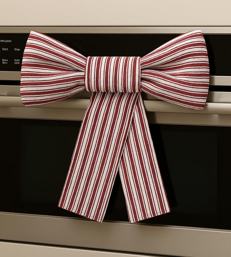 Hungdao Christmas Kitchen Towels 2 Pc Red White Stripes Decorative Bows